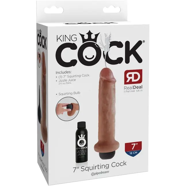 Кофейный фаллоимитатор с имитацией семяизвержения 7 Squirting Cock - 21,6 см - King Cock. Фотография 6.