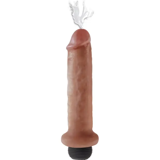 Кофейный фаллоимитатор с имитацией семяизвержения 7 Squirting Cock - 21,6 см - King Cock