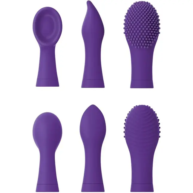 Фиолетовый вибростимулятор Focus Sonic Vibrator с 3 насадками - JIMMYJANE. Фотография 6.