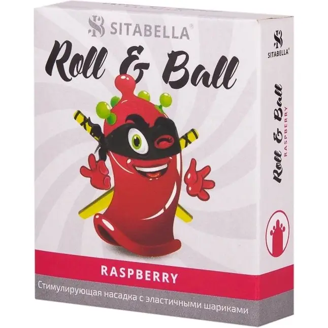 Стимулирующий презерватив-насадка Roll Ball Raspberry - Sitabella condoms