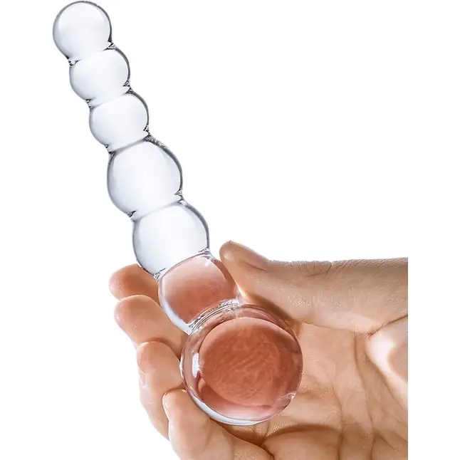 Изогнутый прозрачный стимулятор Beaded Dildo - 13 см. Фотография 3.
