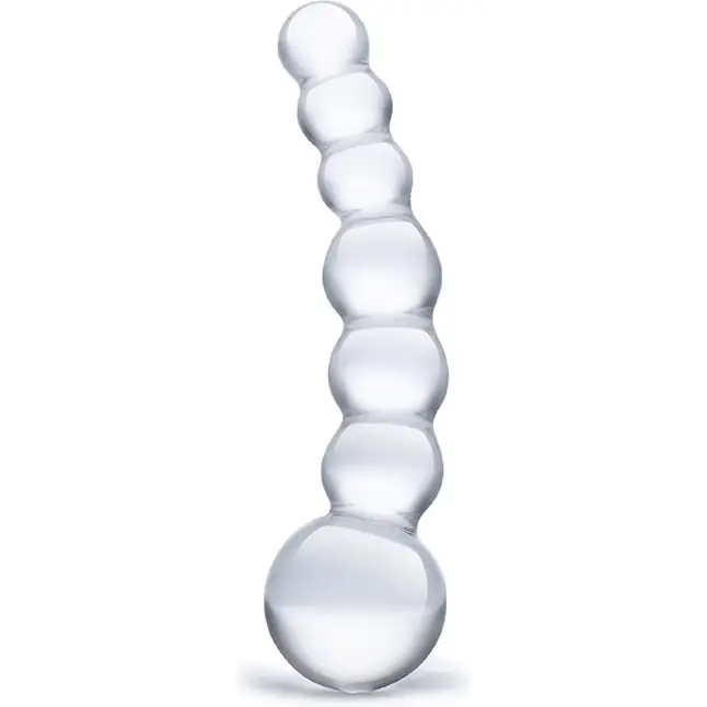 Изогнутый прозрачный стимулятор Beaded Dildo - 13 см
