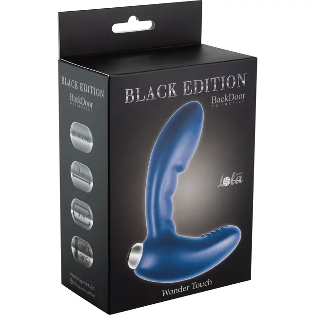 Синий стимулятор простаты с вибрацией Wonder Touch Blue - Back Door Collection Black Edition. Фотография 3.