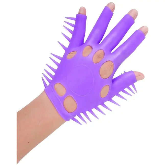 Фиолетовая перчатка для мастурбации Luv Glove - Neon Luv Touch. Фотография 3.