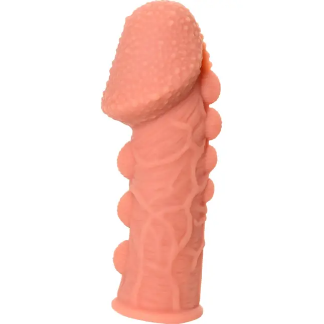 Насадка на фаллос с пузыриками, венками и ребристостью Extreme Sleeve 009 S-size - 12,7 см. Фотография 2.