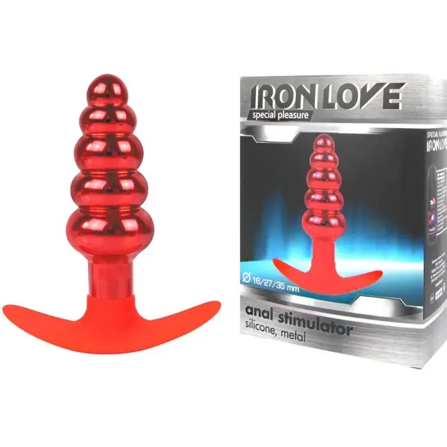 Красная анальная втулка в виде ёлочки - 10,9 см - IRON LOVE. Фотография 2.