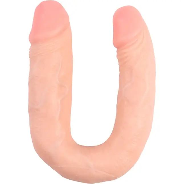 Двухсторонний фаллоимитатор Overlap телесного цвета - 36 см - Ballsy Super Cock