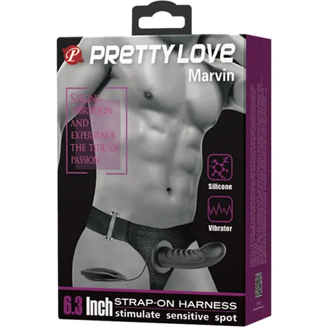 Полый страпон с вибрацией Marvin - 16,2 см - Pretty Love. Фотография 8.
