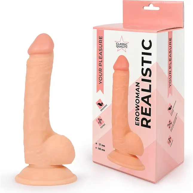 Реалистичный телесный фаллоимитатор Erowoman - 19,5 см - EROWOMAN REALISTIC