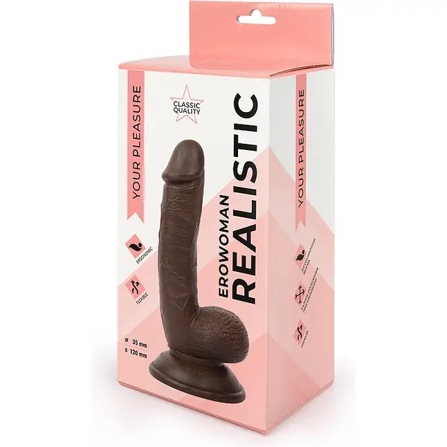 Коричневый реалистичный фаллоимитатор Erowoman - EROWOMAN REALISTIC. Фотография 5.