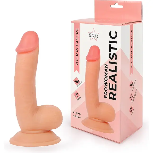 Телесный реалистичный фаллоимитатор Erowoman - 18 см - EROWOMAN REALISTIC