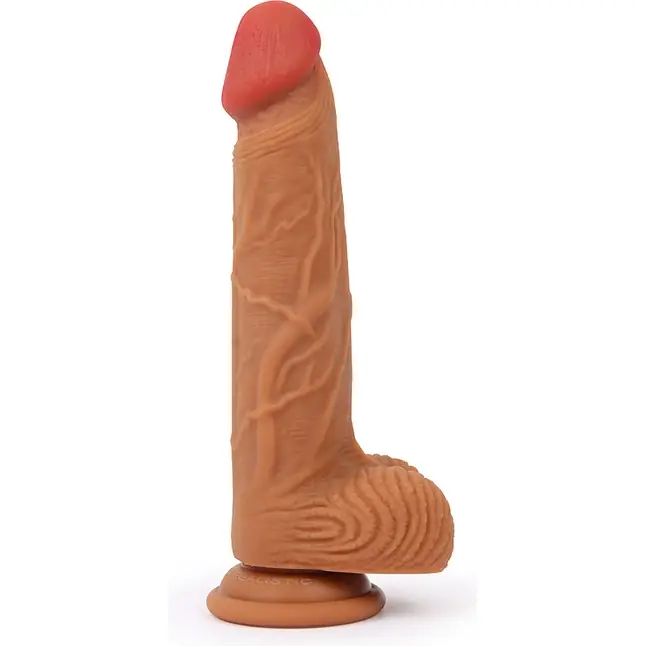Реалистичный фаллоимитатор Erowoman телесного цвета с мошонкой - EROWOMAN REALISTIC. Фотография 2.