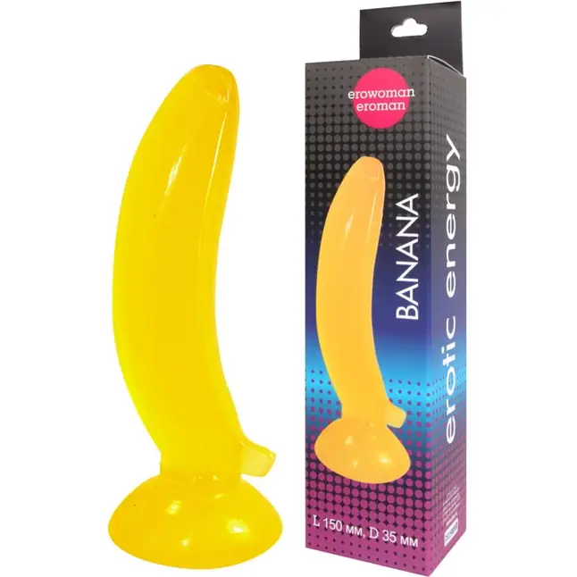 Фаллоимитатор на присоске Banana желтого цвета - 17,5 см - EROWOMAN-EROMAN. Фотография 2.