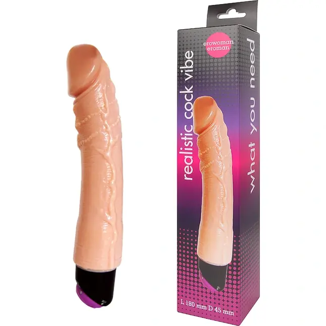 Вибратор телесного цвета Realistic Cock Vibe - 20 см - EROWOMAN-EROMAN. Фотография 3.