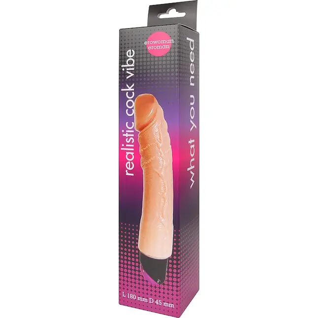 Вибратор телесного цвета Realistic Cock Vibe - 20 см - EROWOMAN-EROMAN. Фотография 4.