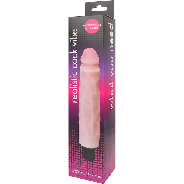 Вибратор Realistic Cock Vibe телесного цвета - 25,5 см - EROWOMAN-EROMAN. Фотография 4.