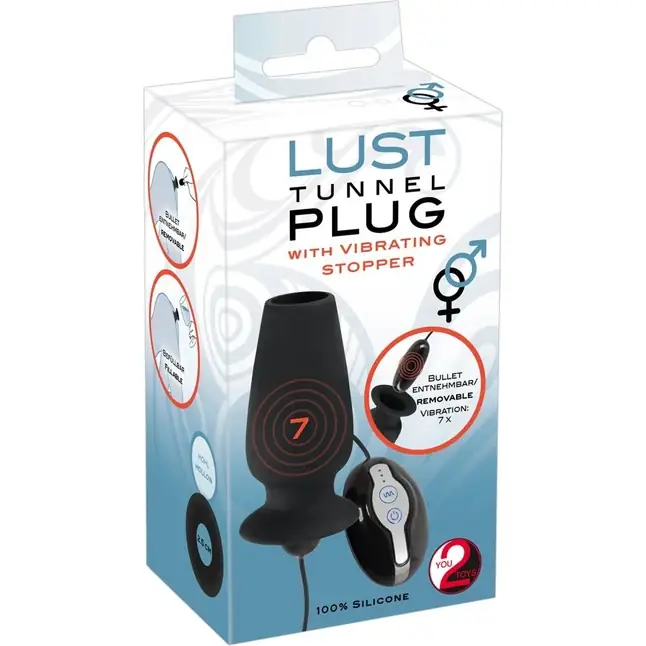 Черная анальная пробка с тоннелем и виброзаглушкой Lust Tunnel Plug - 10 см - You2Toys. Фотография 2.