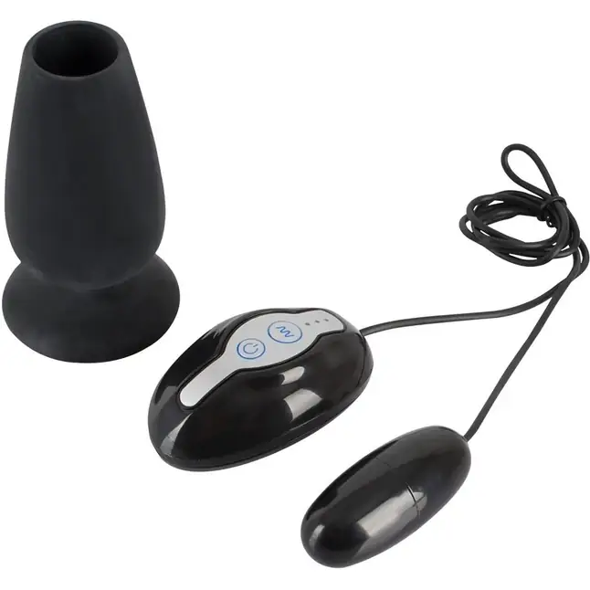 Черная анальная пробка с тоннелем и виброзаглушкой Lust Tunnel Plug - 10 см - You2Toys. Фотография 3.