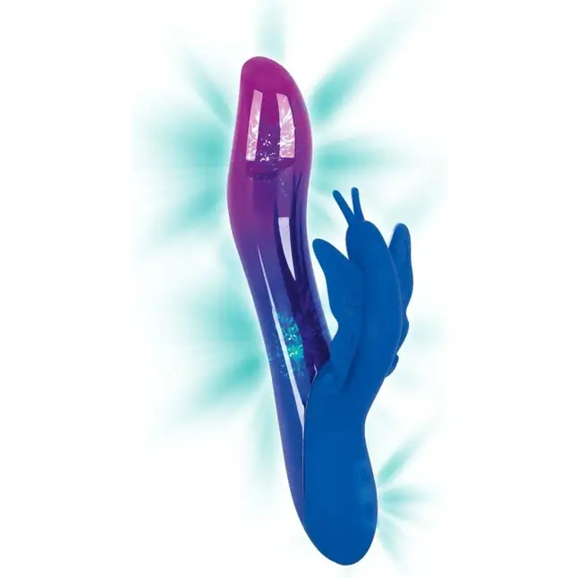 Вибростимулятор с клиторальной бабочкой и подсветкой Sparkling Butterfly - 19,4 см - You2Toys. Фотография 3.