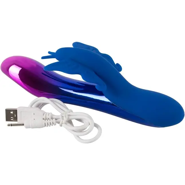 Вибростимулятор с клиторальной бабочкой и подсветкой Sparkling Butterfly - 19,4 см - You2Toys. Фотография 6.