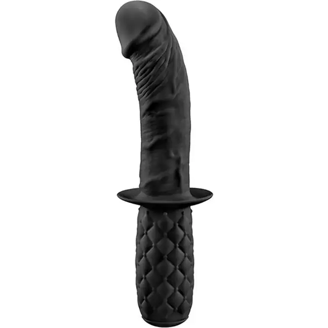 Черный изогнутый анальный фаллоимитатор BUTT PLUNGER с ручкой-ограничителем