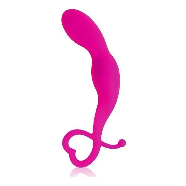 Розовый анальный стимулятор с ограничителем-сердечком - 13 см - COSMO