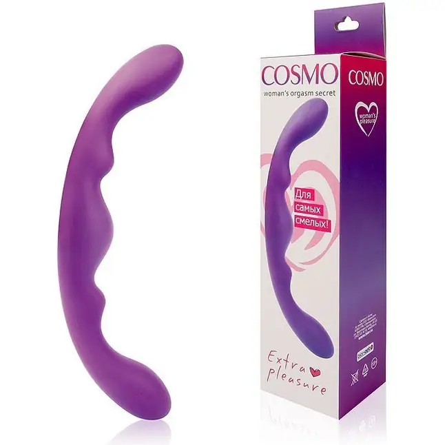 Фиолетовый двусторонний фаллоимитатор Cosmo - 26 см - COSMO. Фотография 2.