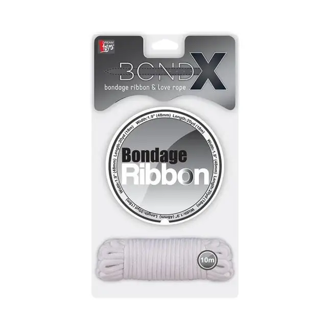 Набор из белой веревки и белого скотча BONDX BONDAGE RIBBON LOVE ROPE - BondX. Фотография 2.