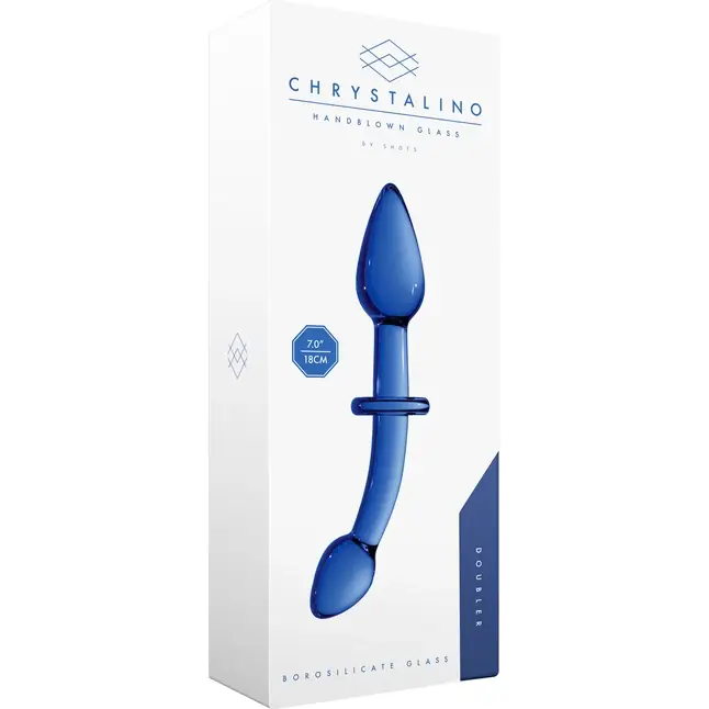 Синий двусторонний анальный стимулятор Doubler - 18 см - Chrystalino. Фотография 8.