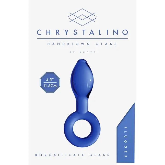 Синяя анальная пробка Plugger - 11,9 см - Chrystalino. Фотография 6.