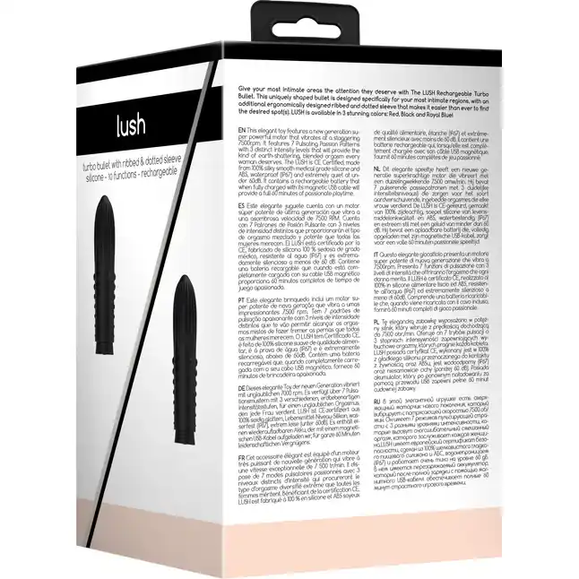 Черная вибропуля Turbo Rechargeable Bullet Lush - 9,8 см - Elegance. Фотография 8.