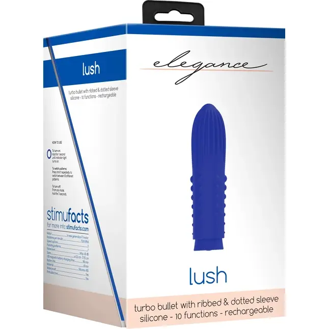 Синяя вибропуля Turbo Rechargeable Bullet Lush - 9,8 см - Elegance. Фотография 8.