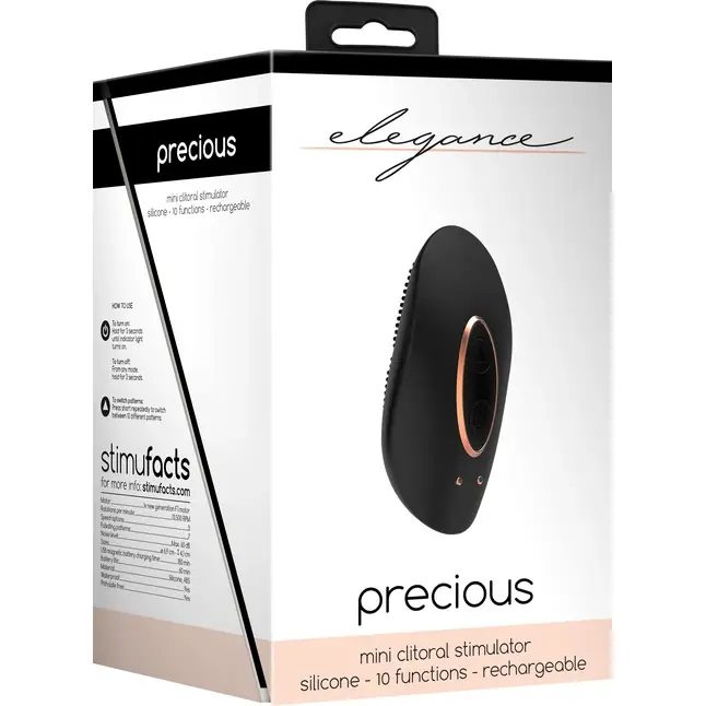 Черный клиторальный стимулятор Precious - 6,4 см - Elegance. Фотография 9.