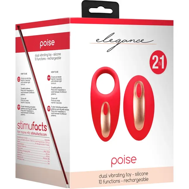 Красное эрекционное виброкольцо Poise с пультом - Loveline. Фотография 14.