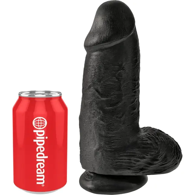 Черный фаллоимитатор на присоске Chubby - 22,9 см - King Cock. Фотография 5.