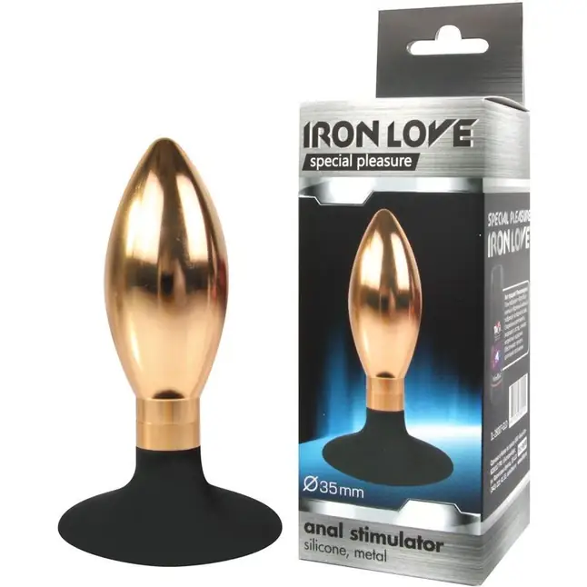 Золотисто-черная каплевидная анальная пробка - 10 см - IRON LOVE. Фотография 2.