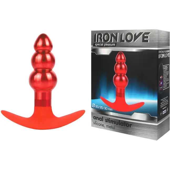 Анальная втулка красного цвета - 9,6 см - IRON LOVE. Фотография 2.