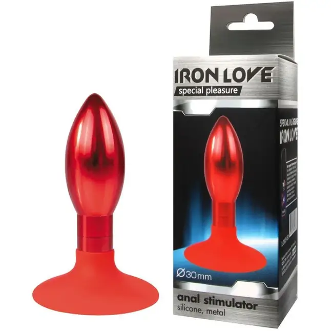 Красная овальная анальная пробка - 9 см - IRON LOVE. Фотография 2.