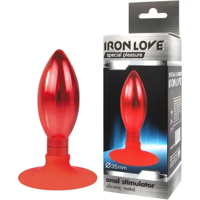 Красная каплевидная анальная пробка - 10 см - IRON LOVE. Фотография 2.