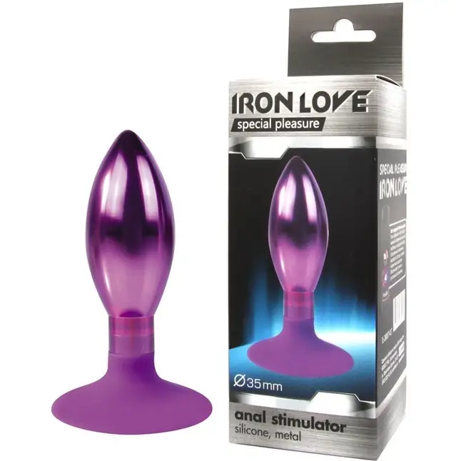 Фиолетовая каплевидная анальная пробка - 10 см - IRON LOVE. Фотография 2.