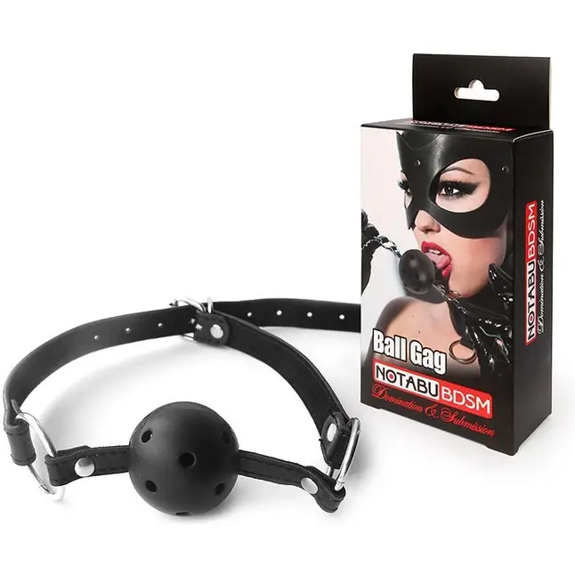 Черный пластиковый кляп-шарик Ball Gag - NOTABU. Фотография 2.