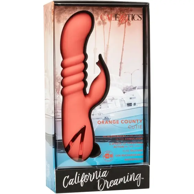Оранжевый вибратор Orange County Cutie с функцией поступательного движения - California Dreaming. Фотография 10.