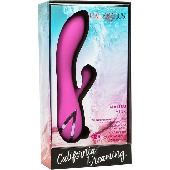 Лиловый вибратор Malibu Minx с функцией всасывания - California Dreaming. Фотография 11.