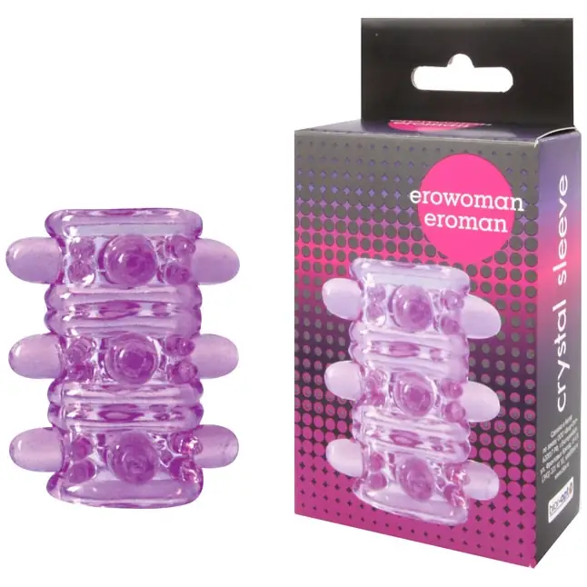 Открытая фиолетовая насадка на пенис Crystal Sleeve - 5,5 см - EROWOMAN-EROMAN. Фотография 2.