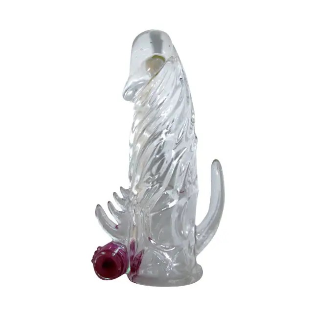 Закрытая прозрачная вибронасадка на пенис Crystal Sleeve Vibe - 12 см - EROWOMAN-EROMAN