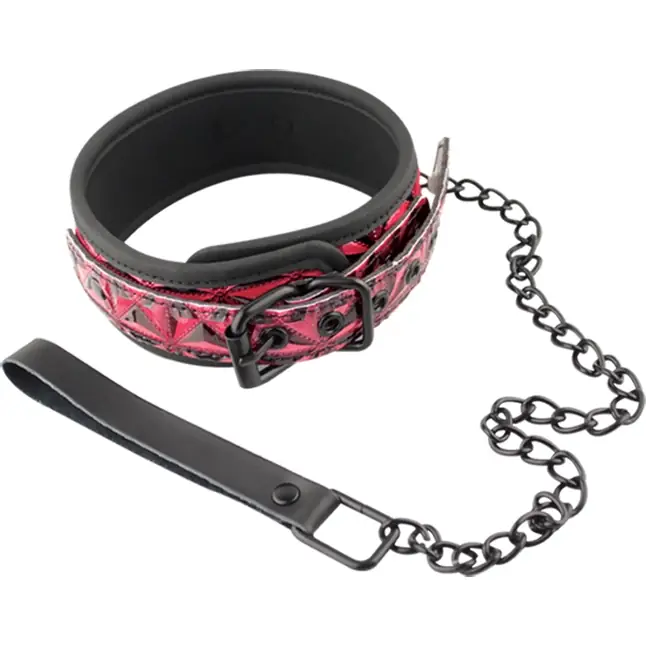 Розово-чёрный ошейник с поводком Collar With Leash
