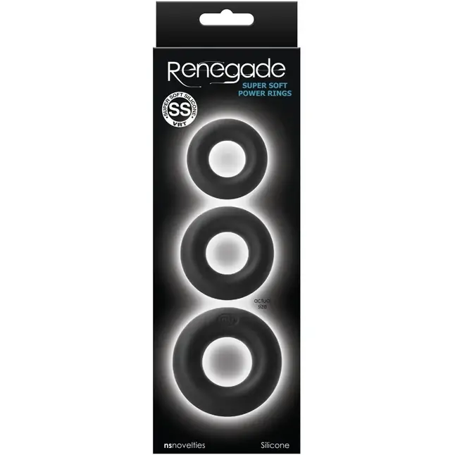 Набор черных колец из мягкого силикона Super Soft Power Rings - Renegade. Фотография 2.