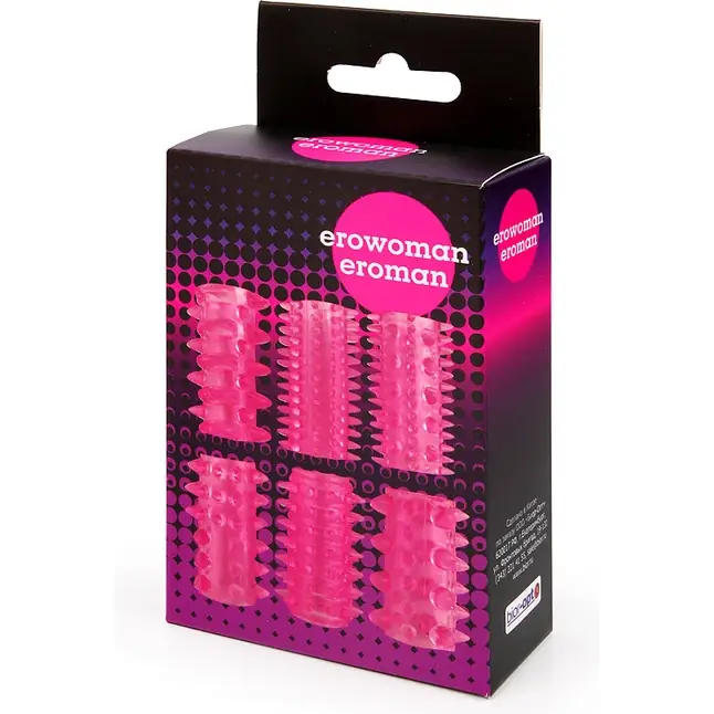 Набор из 6 розовых насадок на пенис - 5,5 см - EROWOMAN-EROMAN. Фотография 3.