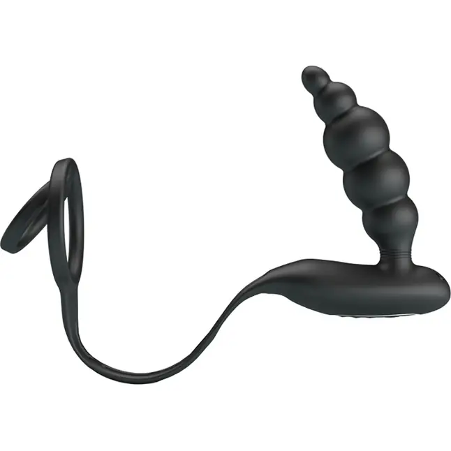 Эрекционное кольцо с анальной вибропробкой-елочкой Vibrating penis sleeve III - Pretty Love. Фотография 5.
