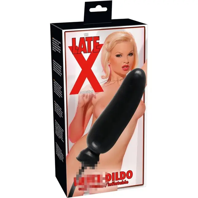 Чёрный надувной фаллоимитатор из латекса Inflatable Latex Dildo - 20 см - Late X. Фотография 2.